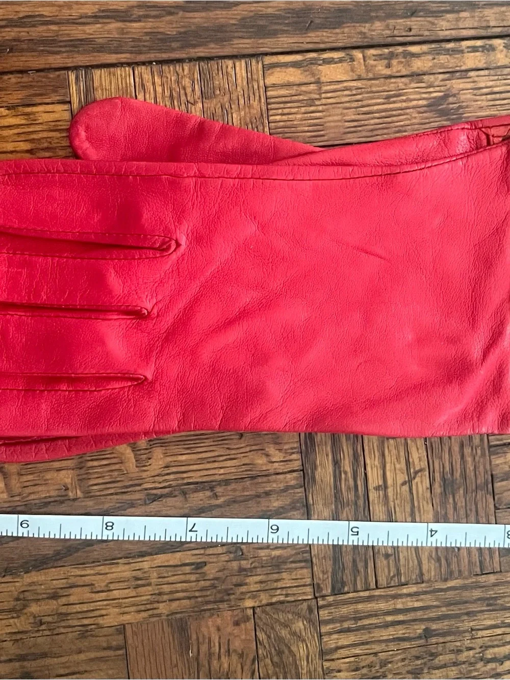 80s Falchi Women's Red Leather Gloves with Snake-Embossed Cuff